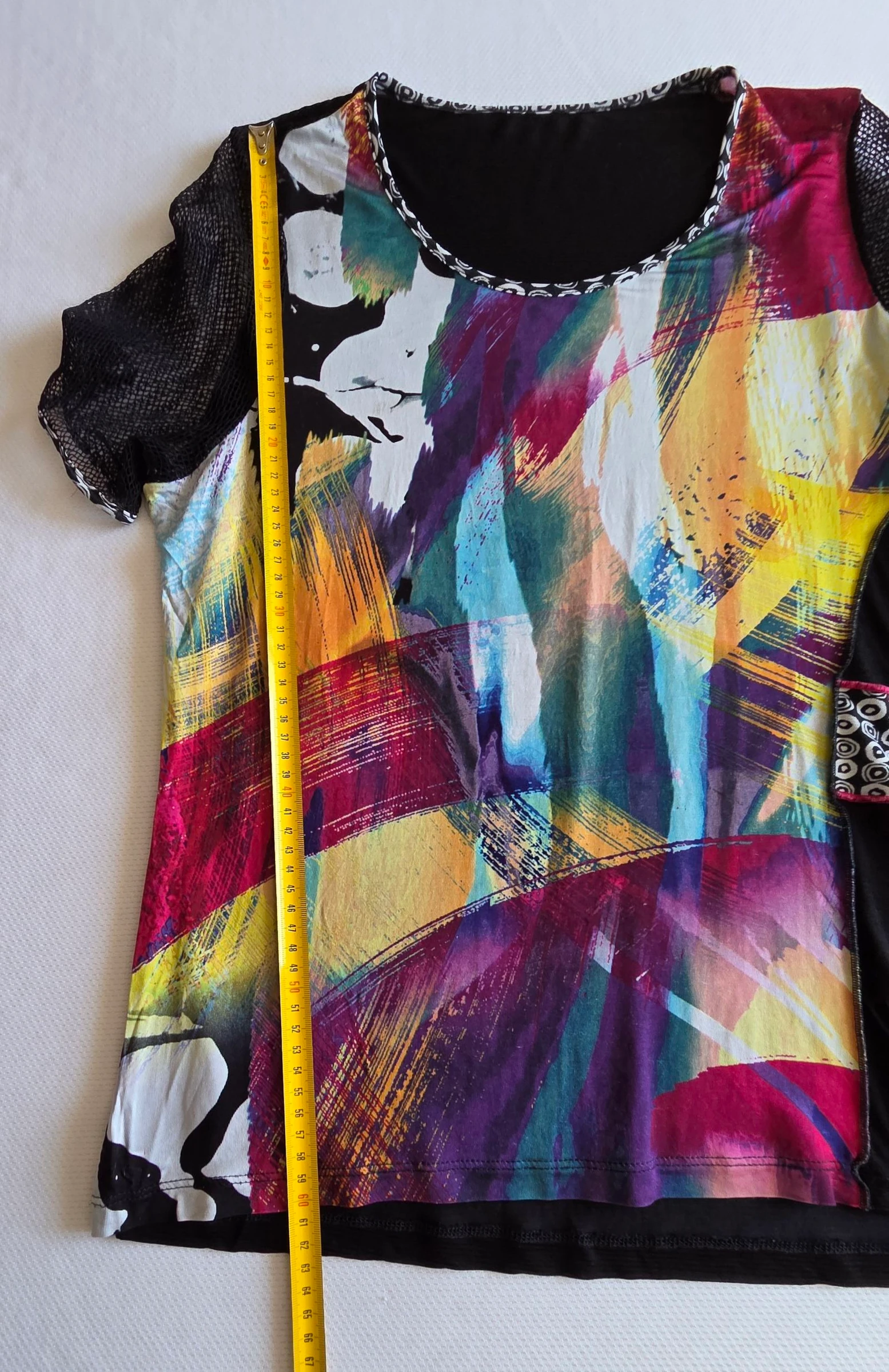 Asymmetrische veelkleurige grafische t-shirt maat 38/40 origineel top – photo 10